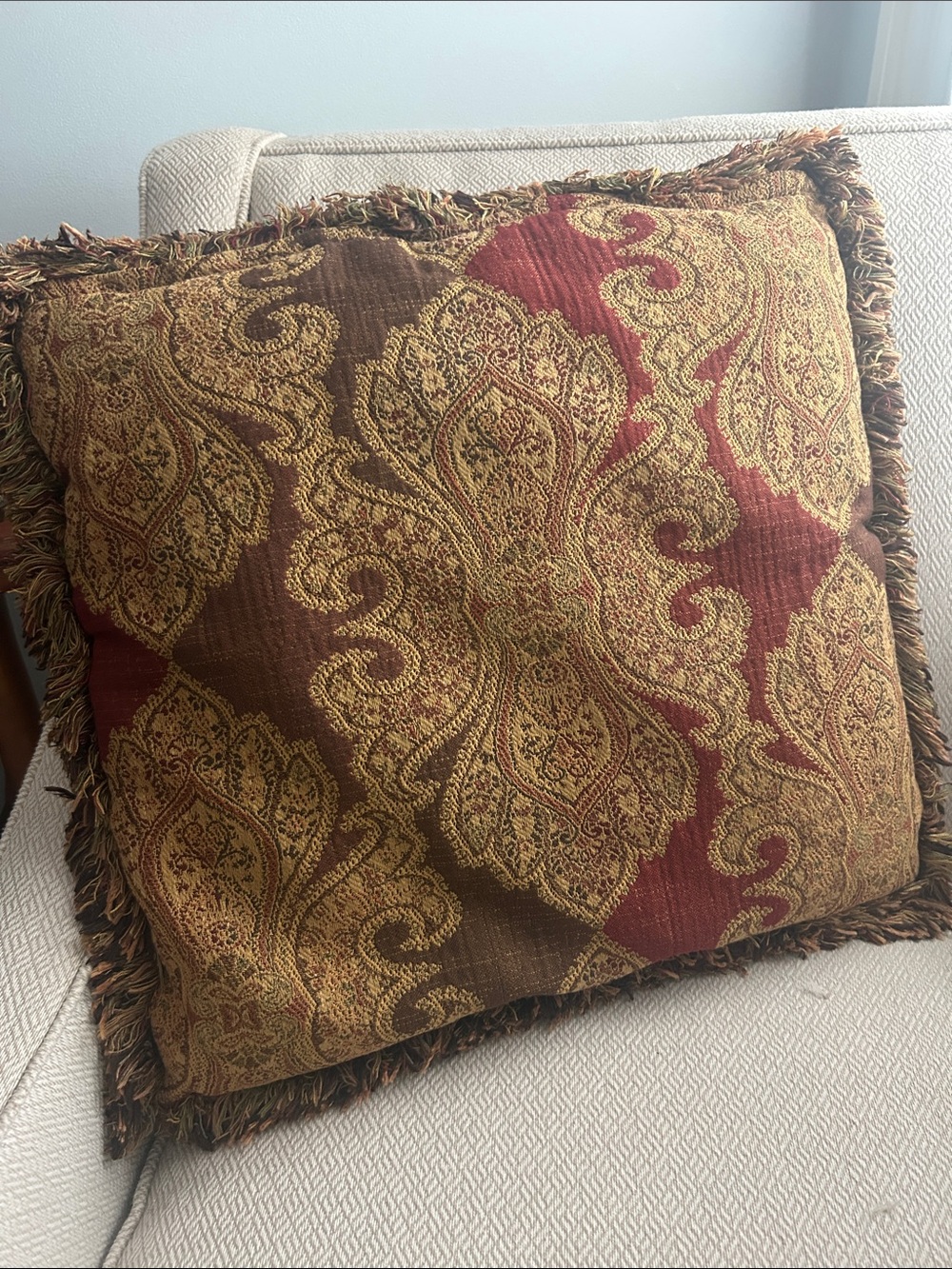 Decorative Paisley Throw Pillow in Red and Gold - Home Accents